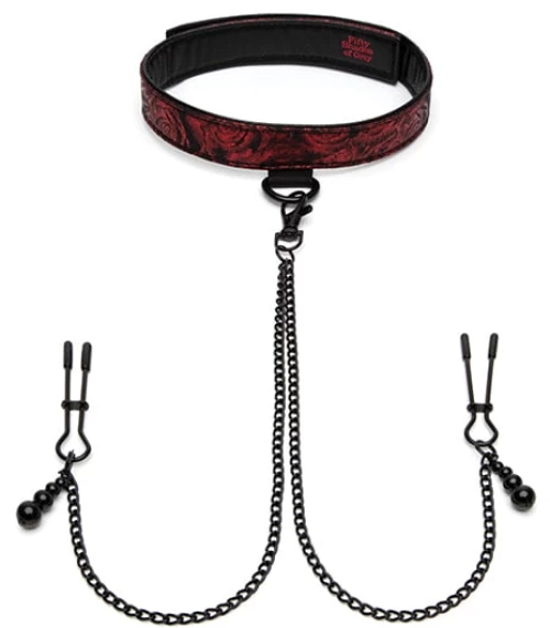 Sweet Anticipation Collar Nipple Clamps - Red