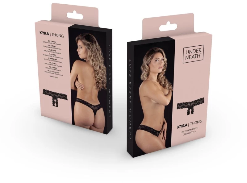 Underneath - Kyra Crotchless Thong Black