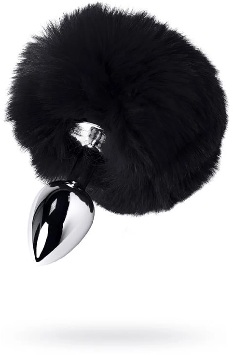 Μεταλλική Πρωκτική Σφήνα Butt Plug Faux Fur (Μαύρη)
