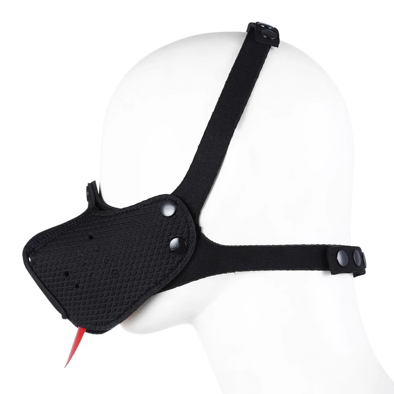 BDSM Μάσκα Σκυλάκι Neoprene με Φίμωτρο - Μαύρη