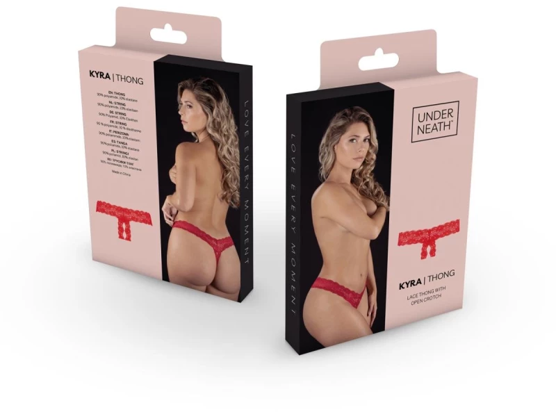 Underneath - Kyra Crotchless Thong Red