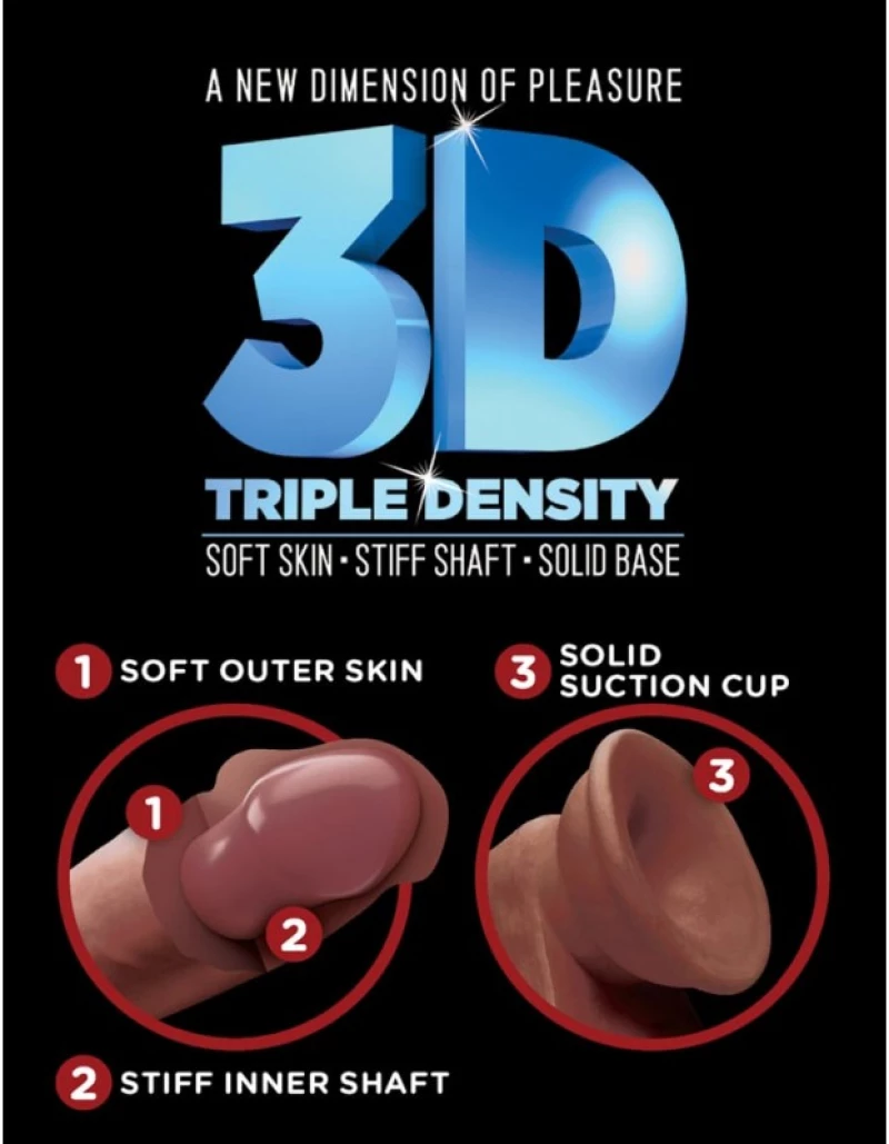 8" Triple Density Cock - Brown