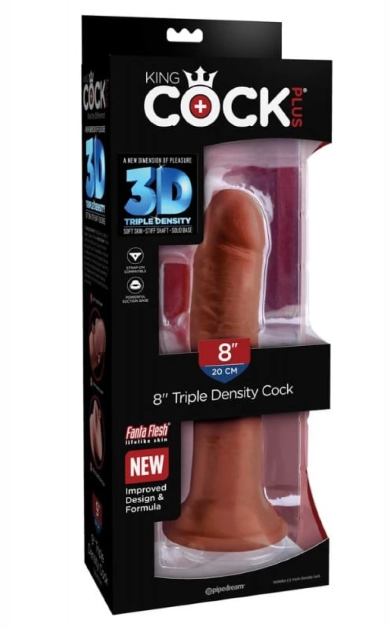 8" Triple Density Cock - Brown