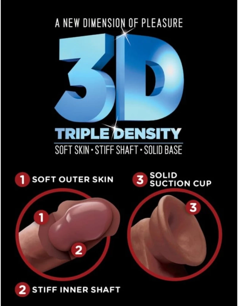 8" Triple Density Cock - Brown