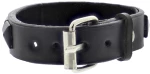 Black on Black 1-Row Pyramid Studded PU Bracelet with Buckle