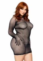 Rhinestone gloved mini dress +