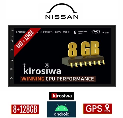 KIROSIWA 8GB + 128GB NISSAN NV200 (2010-2015) Android οθόνη αυτοκίνητου με GPS WI-FI (ηχοσύστημα αφής 7" ιντσών OEM Youtube Playstore MP3 USB Radio Bluetooth Mirrorlink DSP Apple Carplay Android Auto 4G Sim Card 4x60W, AUX) AC-4659