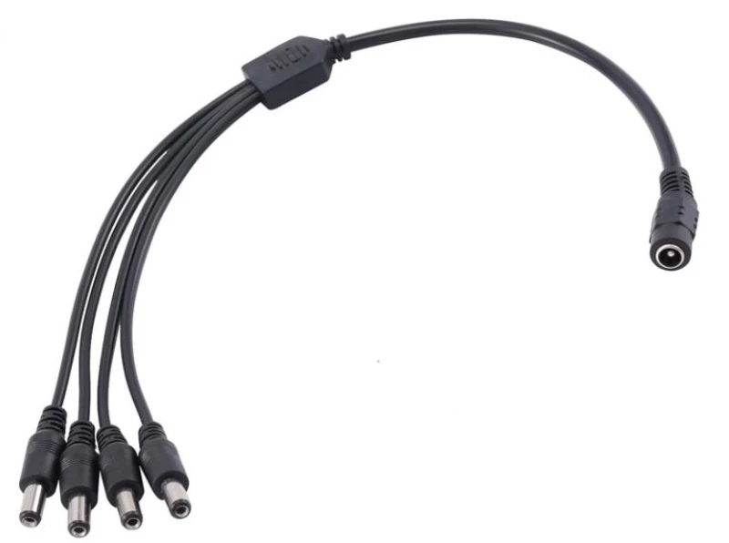 FOLKSAFE splitter DC1F4M, 1 θηλυκό σε 4 αρσενικά, 5.5x2.1mm, 4τμχ FS-DC1F4M