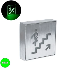 GloboStar® SENSATI 75659 Φωτιστικό Τοίχου Ένδειξης STAIRS UP ARROW LED 1W AC 220-240V IP20 - Σώμα Αλουμινίου - Μ11 x Π11 x Υ3cm - Πράσινο