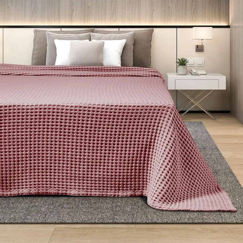 Κουβέρτα Adam Home Πικέ Waffle Opal Rose βαμβακερή   Opal Rose Υπέρδιπλη 220 x 240