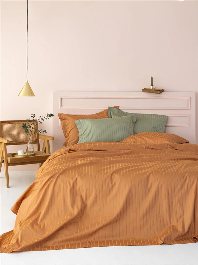 Μεμονωμένο σεντόνι Palamaiki Sateen Riga Caramel Caramel Υπέρδιπλο 240 x 270