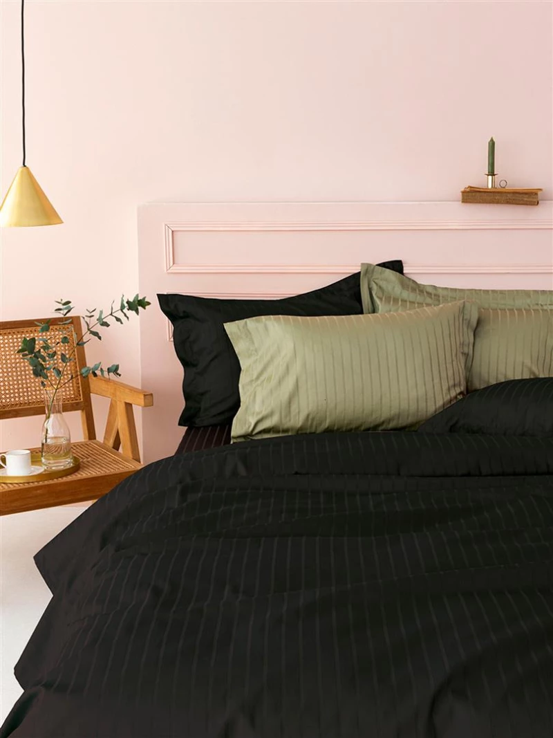 Μεμονωμένο σεντόνι Palamaiki Sateen Riga Black Black Υπέρδιπλο 240 x 270