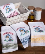 Σετ 12 τεμαχίων ποτηρόπανα (50cm x 70cm) ανεμόμυλος SANTORINI - -