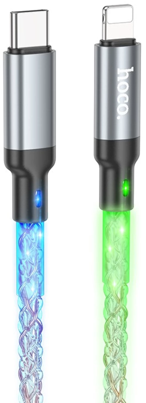 Καλώδιο Σύνδεσης Hoco U112 Shine USB PD20W σε Lightning 3A με LED Light Effect 1m