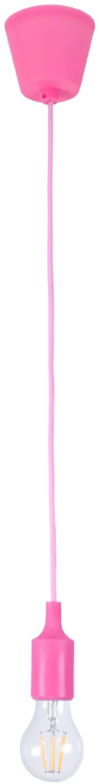 GloboStar® CABLITO 61553 Μοντέρνο Κρεμαστό Φωτιστικό Οροφής Μονόφωτο 1 x E27 Ροζ Σιλικόνης Ανάρτηση με Υφασμάτινο Καλώδιο Φ4 x Υ110cm