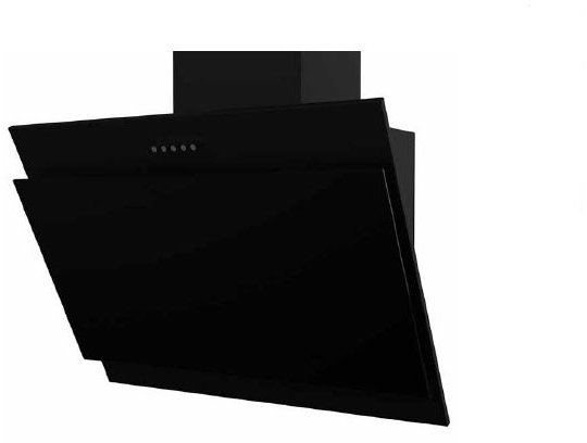 Karag CTW 30 Επίτοιχη Καμινάδα Κουζίνας Με Μαύρο Κρύσταλλο Μαύρο, Χρωμέ Ανοξείδωτο Ατσάλι, Κρύσταλλο 60cm