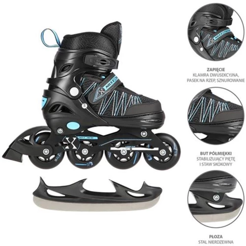Rollers 2σε1 IN-LINE SKATES/HOCKEY ICE SKATES NH11912A Blue/Black