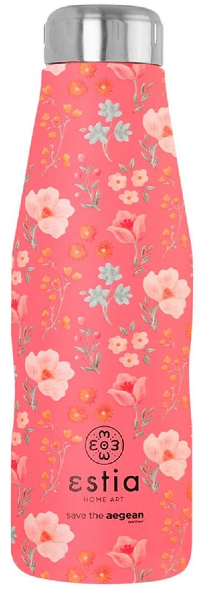 Estia Travel Flask Save The Aegean Μπουκάλι Θερμός Bouquet Coral 500ml