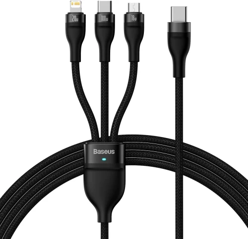 Baseus Cable Flash Series II 3 in 1 - Type C to Type C, Lightning, Micro USB - 100W 1,5 metres (CASS030201) black