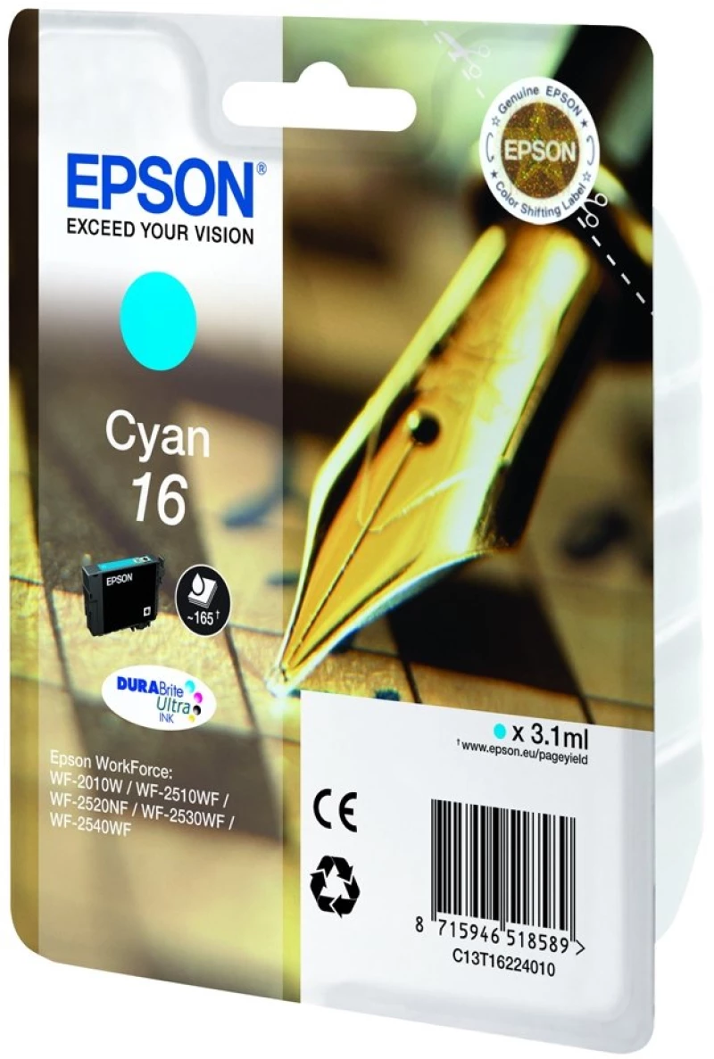 Epson Μελάνι Inkjet No.16 Cyan (C13T16224012) (EPST162240)