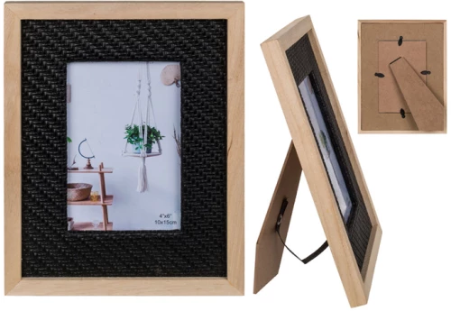 Κορνίζα Versa Black Rattan Optic 1.7x18x24cm για φωτογραφίες 10x15cm