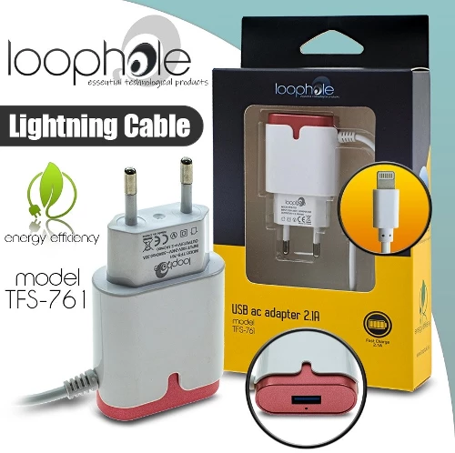 LOOPHOLE AC ADAPTER LIGHTNING RED