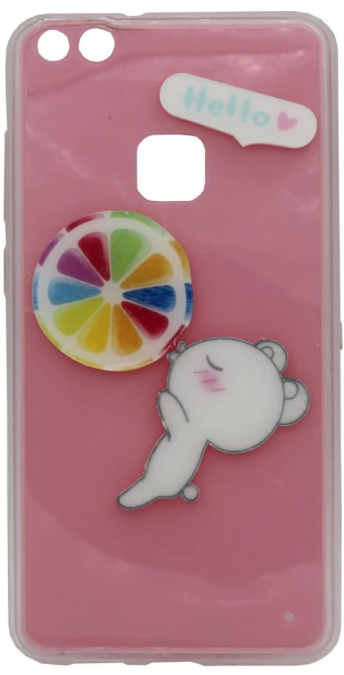 Θήκη σιλικόνης με 3D σχέδιο 'Hello' για Huawei P10 Lite - ροζ