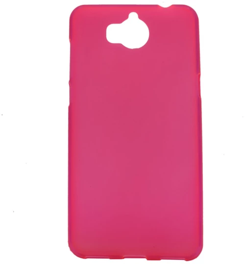Θήκη πλαστική διαφανή με mat πλάτη για Huawei Y5/Y6 2017 - ροζ