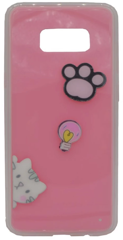 Θήκη σιλικόνης με 3D σχέδιο 'Cat' για Samsung S8 Plus - ροζ