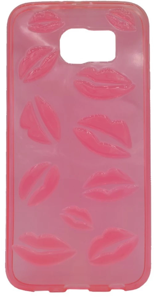 Θήκη TPU σιλικόνης με σχέδιο 'Kiss' για Samsung Galaxy S6 - ροζ
