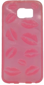 Θήκη TPU σιλικόνης με σχέδιο 'Kiss' για Samsung Galaxy S6 - ροζ