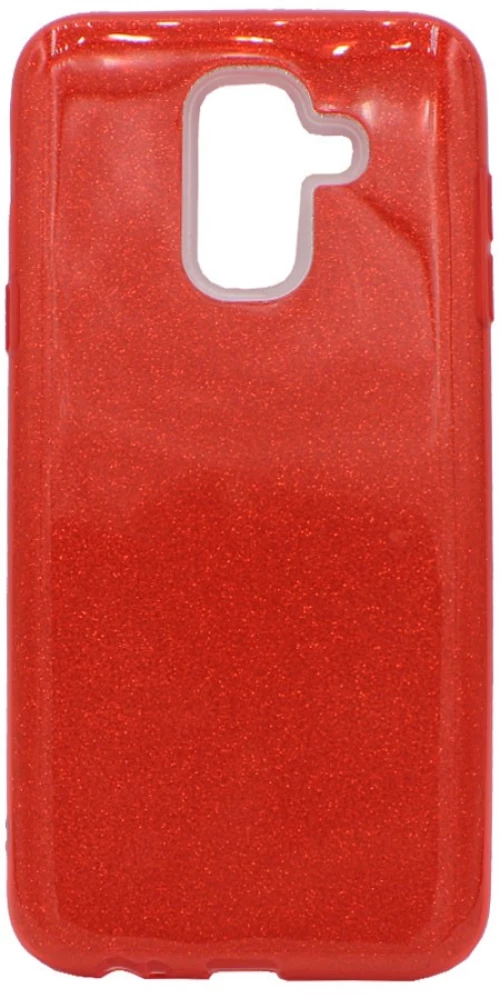 Θήκη TPU με αποσπώμενο Glitter για Samsung A6 Plus 2018 - κόκκινο