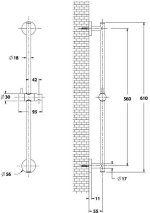 Βέργα Ντουζ Piccadilly με Στήριγμα 61cm Χρωμέ