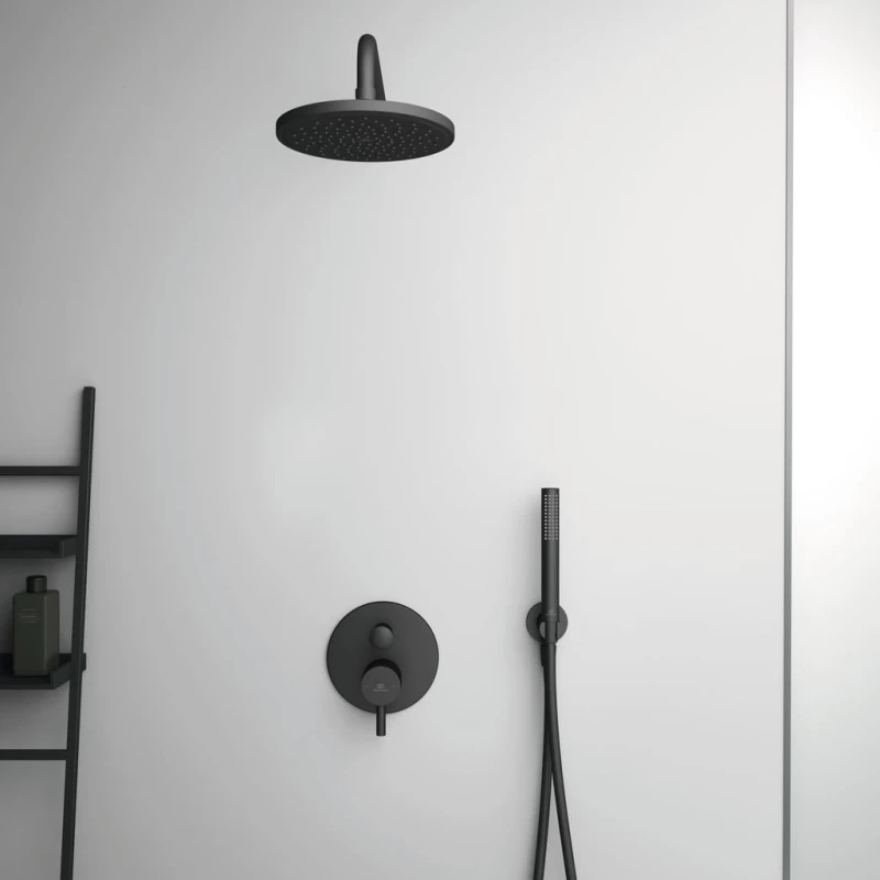 Παροχή υδροληψίας με στήριγμα Idealrain στρογγυλή Silk Black Ideal Standard