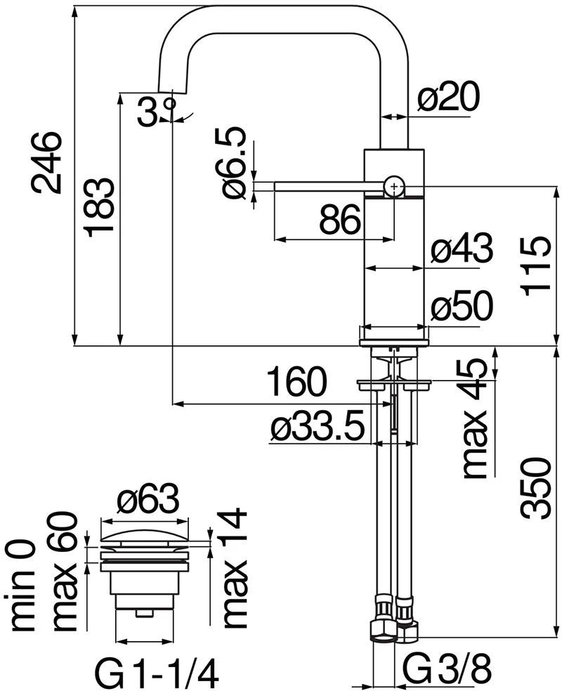 Μπαταρία Νιπτήρος Nobili Velis Diamond Smoke VE125118/2FLP
