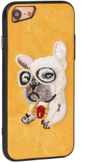 Θήκη back cover handmade σκύλος πλεκτός για iPhone 7 Plus / 8 Plus - κίτρινο