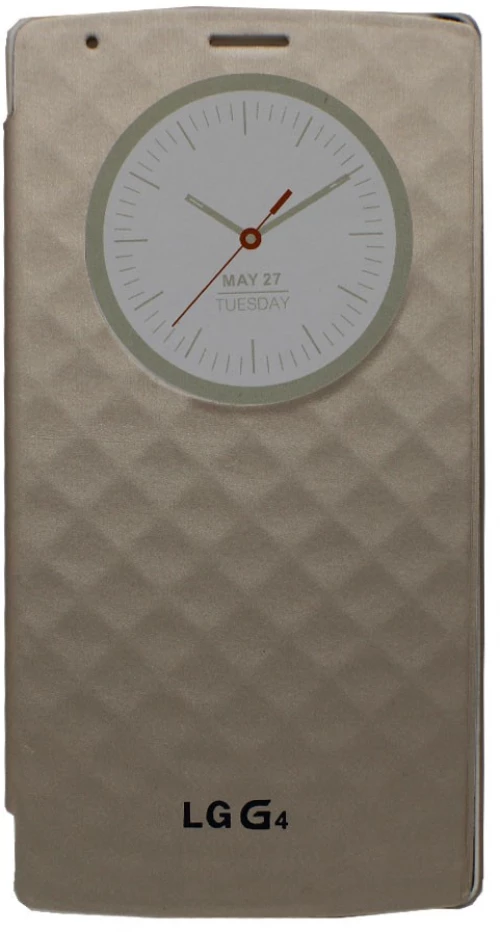 Flip Cover Stand θήκη με Smart Clock για LG 4 - Χρυσό