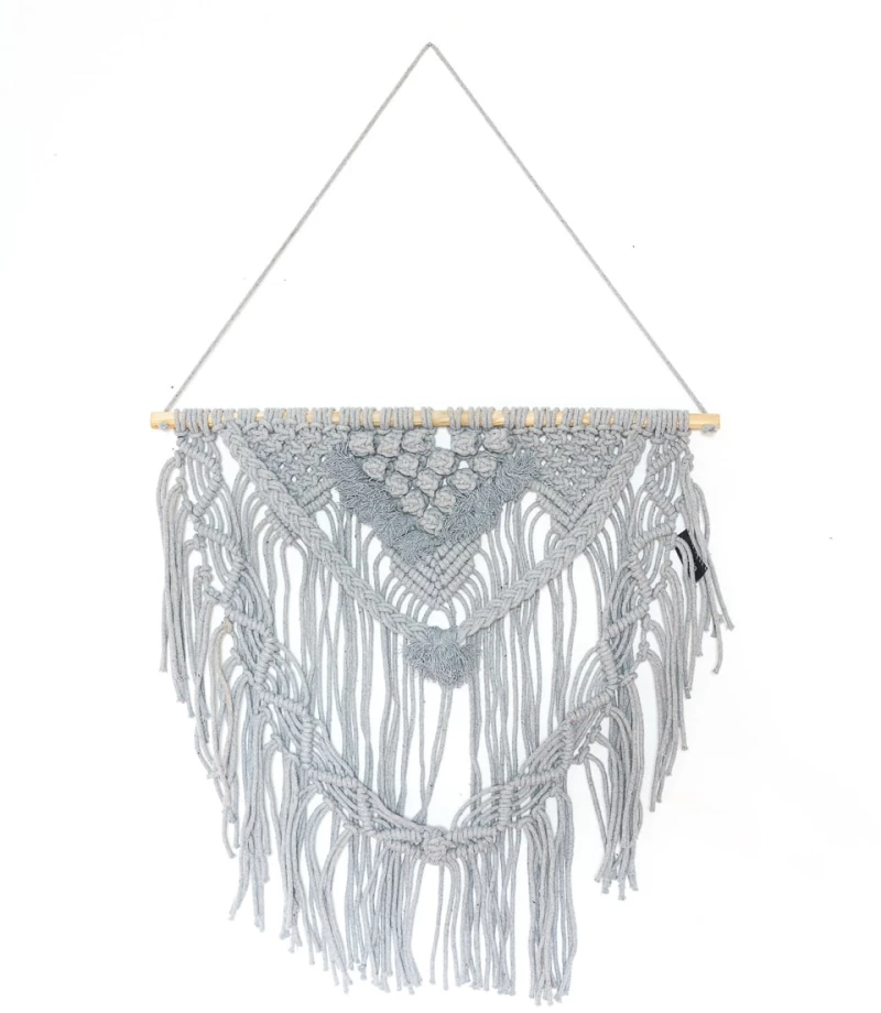 Boho Διακοσμητικό Τοίχου Βαμβακερό Macrame Rohan σε 2 Αποχρώσεις 80x80cm Γκρι