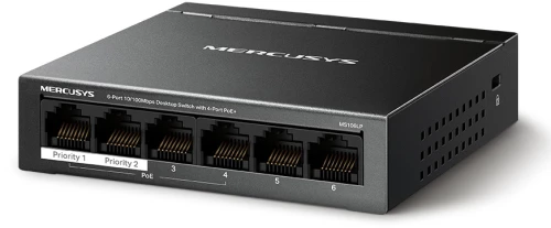 MERCUSYS Desktop Switch MS106LP, 6x 10/100 Mbps, PoE+, Ver. 1.0