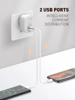 LDNIO φορτιστής τοίχου A201 με καλώδιο USB-C, 2x USB, 12W, λευκός
