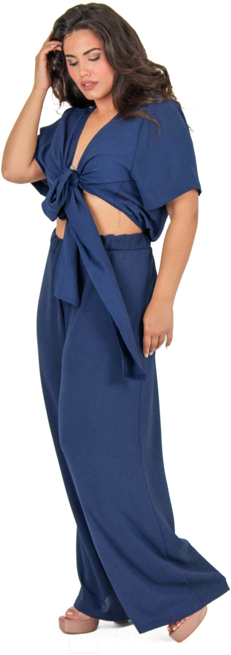 Crop Top Κρουαζέ Δέσιμο - MP883.NAVYBLUE