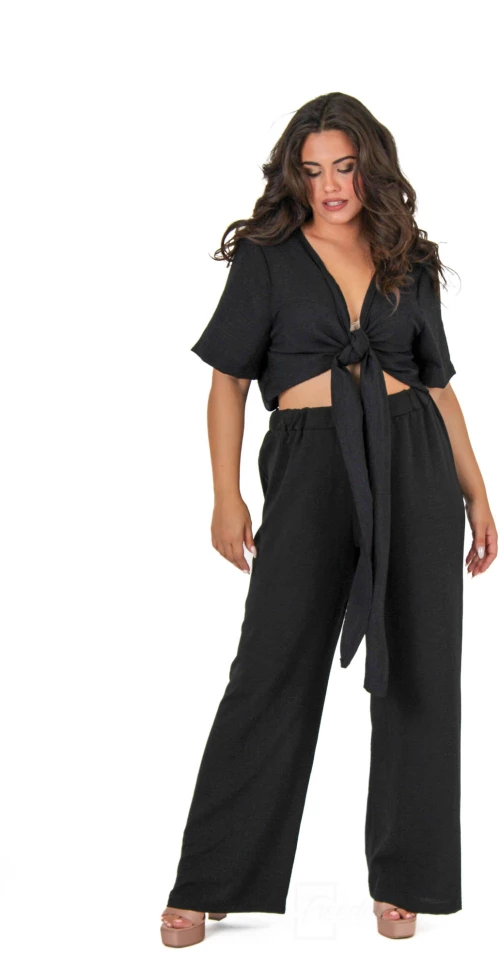 Crop Top Κρουαζέ Δέσιμο - MP883.BLACK