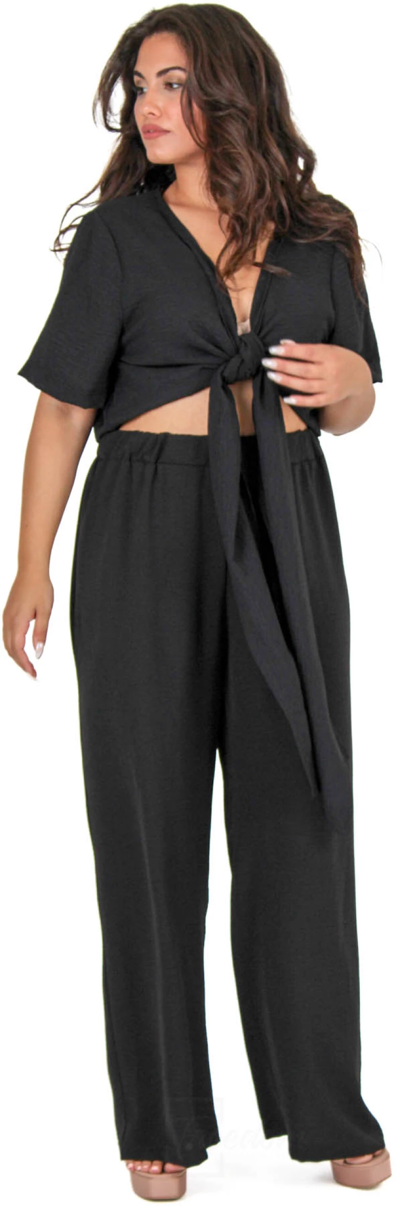 Crop Top Κρουαζέ Δέσιμο - MP883.BLACK