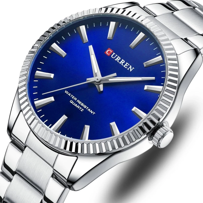 Curren 8425 Silver Blue Ρολόι με Μπλε Καντράν και Ασημένιο Μπρασελέ