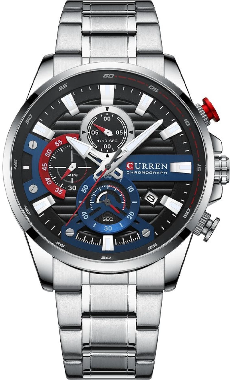 Curren 8415 Silver Black Ρολόι με Μαύρο Καντράν και Ασημένιο Μπρασελέ