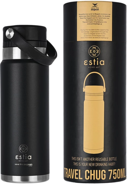 Θερμός Travel Chug Save the Aegean 750ml Midnight Black Estia Home Art  01-17903