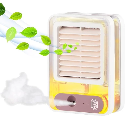 Φορητός Ανεμιστήρας Ψύξης & Υδρονέφωσης Type C 4.5W με Spray Νερού Υδρονέφωσης, LED Φωτισμό, Κουμπί Αφής & 3 Ταχύτητες Αέρα Λευκό FH - 168