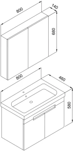 Πάγκος TREND Ανθρακί MDF 18mm Λάκα 80 S3BTREN080AB 80x46x58cm