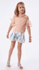 Εβίτα Fashion Σετ Σορτς Με Μπλούζα Διαφάνεια, Σομόν