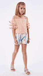 Εβίτα Fashion Σετ Σορτς Με Μπλούζα Διαφάνεια, Σομόν